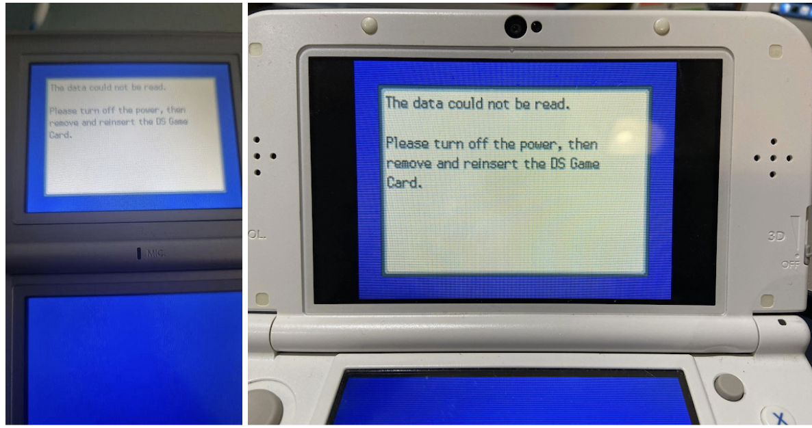 image of a NDS Pokemon game booting with a broken save chip